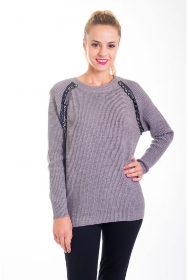 PULLOVER A ŒILLETS 4451 GRIS