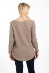 PULLOVER IN MAGLIA CON SCOLLO A V 4452 BEIGE