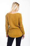 PULLOVER IN MAGLIA CON SCOLLO A V 4452 SENAPE