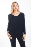 PULLOVER IN MAGLIA CON SCOLLO A V 4452 NERO