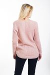 PULLOVER IN MAGLIA CON SCOLLO A V 4452 ROSA