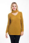 PULLOVER, COLLO APERTO 4453 SENAPE