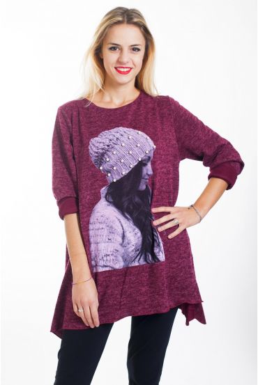 SWEATER WOMEN BEADS 4454 BORDEAUX