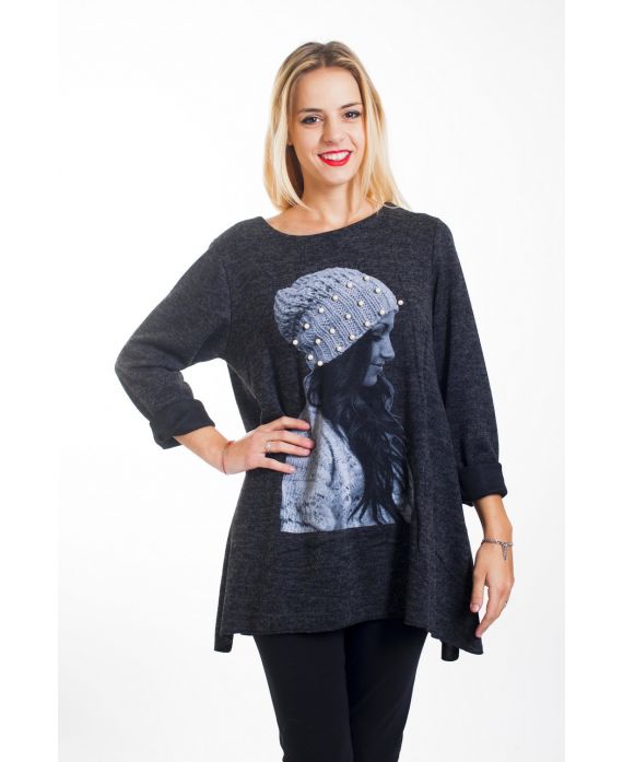 PULL FEMME PERLES 4454 NOIR