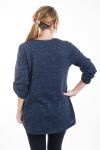 GRANDE TAILLE PULL EPAULES ZIPPEES 4302 BLEU