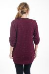 GRANDE TAILLE PULL EPAULES ZIPPEES 4302 BORDEAUX