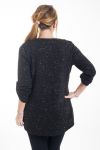 GRANDE TAILLE PULL EPAULES ZIPPEES 4302 NOIR