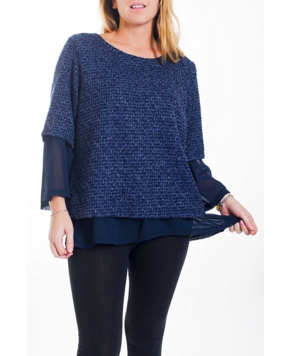 GROßE PULLOVER-TUNIKA-EFFEKT 2-IN-1-4455-MARINE-BLAU