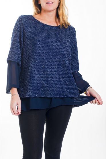 LARGE SIZE SWEATER TUNIC 2-IN-1 4455 NAVY BLUE