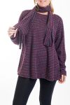 GRANDE TAILLE PULL + ECHARPE 4458 BORDEAUX