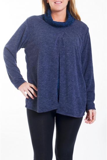 LARGE SIZE SWEATER DRAPE EFFECT 2 IN 1 4459 NAVY BLUE