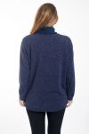 LARGE SIZE SWEATER DRAPE EFFECT 2 IN 1 4459 NAVY BLUE