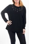 GRANDE TAILLE PULL PERLES 4460 NOIR