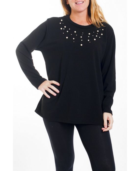 GRANDE TAILLE PULL PERLES 4460 NOIR