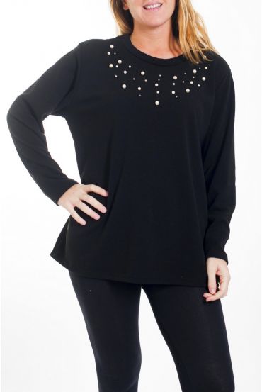 GRANDE TAILLE PULL PERLES 4460 NOIR