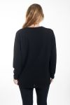 GRANDE TAILLE PULL PERLES 4460 NOIR