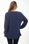 GRANDE TAILLE PULL PERLES 4460 BLEU