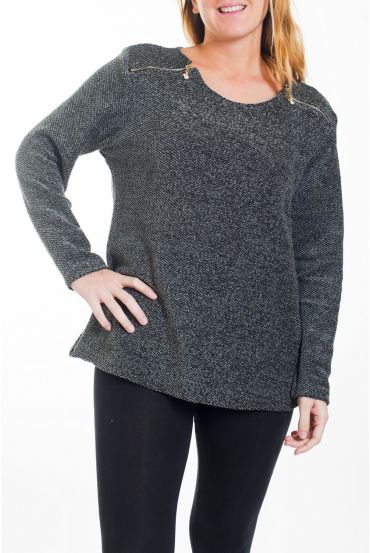 GRANDE TAILLE PULL ZIPPE 4462 GRIS