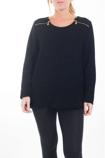 GROßE PULLOVER MIT REIßVERSCHLUSS 4462 SCHWARZ