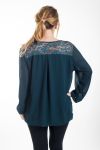 LARGE SIZE BLOUSE LACE NECKLINE ZIPPEE 4463 MILITARY GREEN