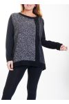 GRANDE TAILLE PULL MIX MATIERES 4464 NOIR