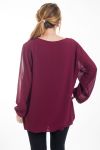 GRANDE TAILLE TUNIQUE ENCOLURE BRODERIE FANTAISIE 4465 BORDEAUX