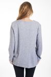 LARGE SIZE SWEATER NECKLINE HAS BUTTON 4466 GRAY