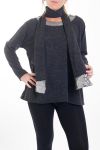 GRANDE TAILLE PULL + ECHARPES PAILLETTES 4467 GRIS