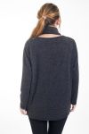 GRANDE TAILLE PULL + ECHARPES PAILLETTES 4467 GRIS