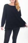 GRANDE TAILLE PULL BASE PLUMES 4468 NOIR