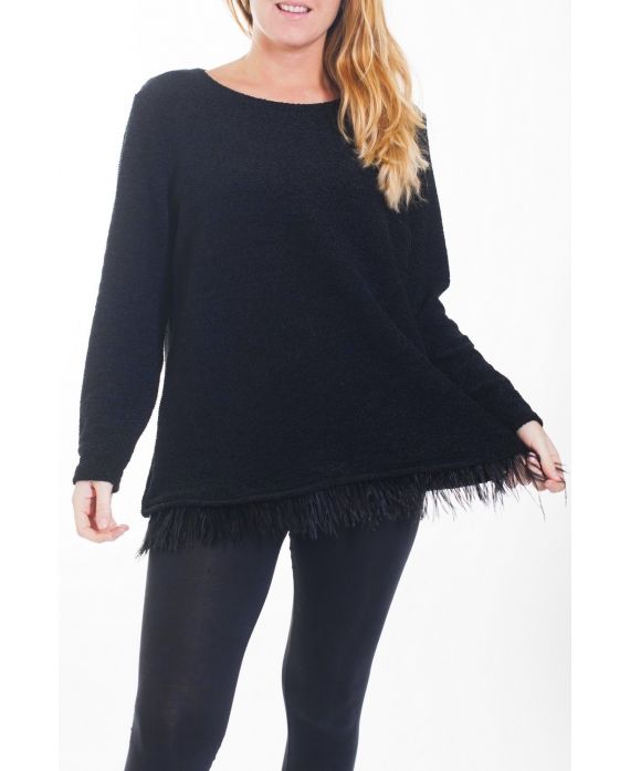 GRANDE TAILLE PULL BASE PLUMES 4468 NOIR