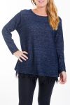 LARGE SIZE SWEATER BASIC FEATHERS 4468 NAVY BLUE