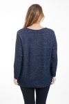 LARGE SIZE SWEATER BASIC FEATHERS 4468 NAVY BLUE