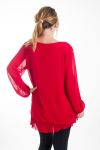 GRANDE TAILLE TUNIQUE SUPERPOSEE + BIJOU 4461 ROUGE