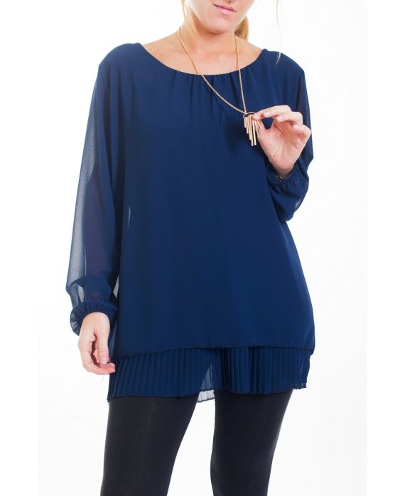 LARGE SIZE TUNIC SUPERPOSEE + JEWEL 4461 NAVY BLUE