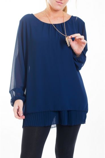LARGE SIZE TUNIC SUPERPOSEE + JEWEL 4461 NAVY BLUE