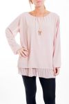 LARGE SIZE TUNIC SUPERPOSEE + JEWEL 4461 PINK