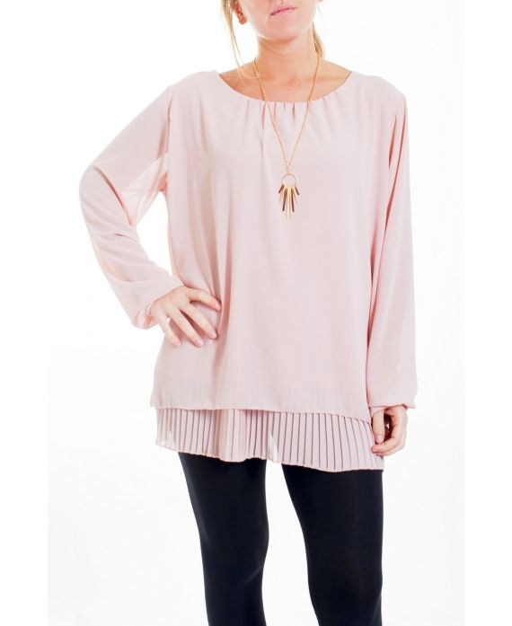 LARGE SIZE TUNIC SUPERPOSEE + JEWEL 4461 PINK