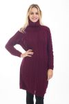 SWEATER DRESS WITH CABLE-KNIT 4477 BORDEAUX
