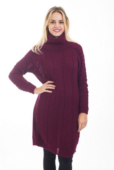 PULL ROBE TORSADES 4477 BORDEAUX