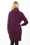 SWEATER DRESS WITH CABLE-KNIT 4477 BORDEAUX