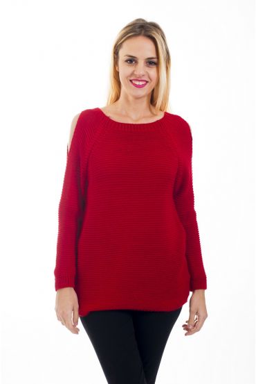 PULL EPAULES DENUDEES 4484 ROUGE