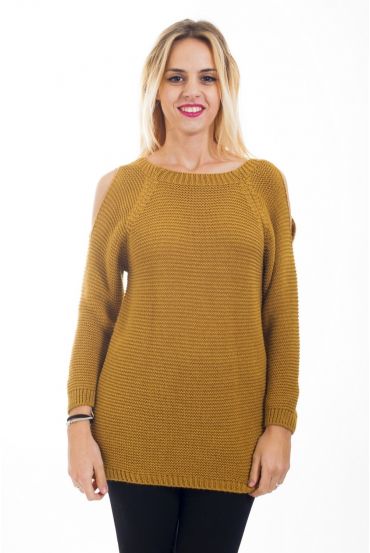 PULL EPAULES DENUDEES 4484 MOUTARDE