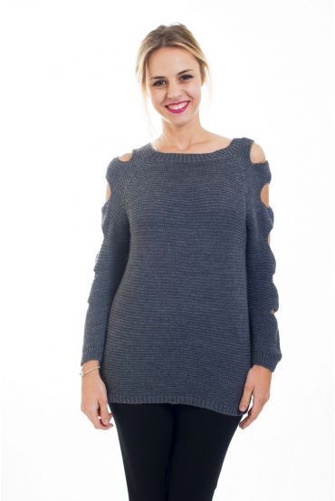 PULLOVER EPAULES DENUDEES 4492 GRIS