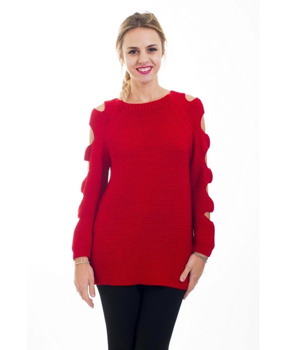 PULLOVER EPAULES DENUDEES 4492 ROUGE