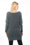 SWEATER TUNIC CABLE-KNIT 4473 GREY