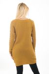 SWEATER TUNIC CABLE-KNIT 4473 MUSTARD