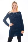 SWEATER TUNIC LUREX BEADS 4479 NAVY