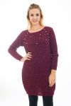 MAGLIONE TUNICA LUREX PERLINE 4479 BORDEAUX