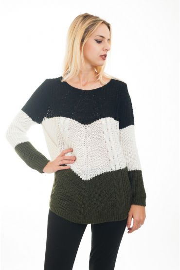 PULLOVER TRI-COLOR 4480 NEGRO